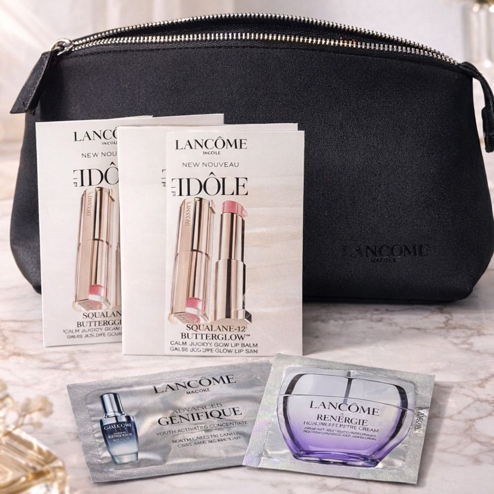 Lancôme Luxury Travel Set 🖤 Cosmetic Bag + Skincare & Lip Samples | NEW